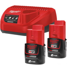 Аккумулятор с зарядным устройством Milwaukee M12 M12NRG-202 4933459209 2 x 12В/2 Ач + 12В