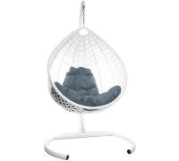 Подвесное кресло M-Group Капля Люкс 11030109 белый ротанг/серая подушка