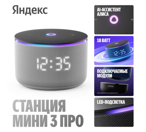 Умная колонка Яндекс Станция Мини 3 Про серый