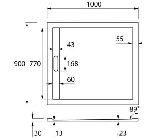 Душевой поддон Cezares TRAY-AS-AH-100/90-30-W