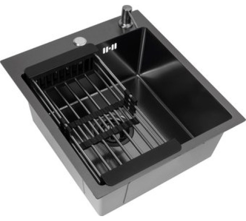 Кухонная мойка Basic CL DS Decor 45x50 черный, коландер, дозатор