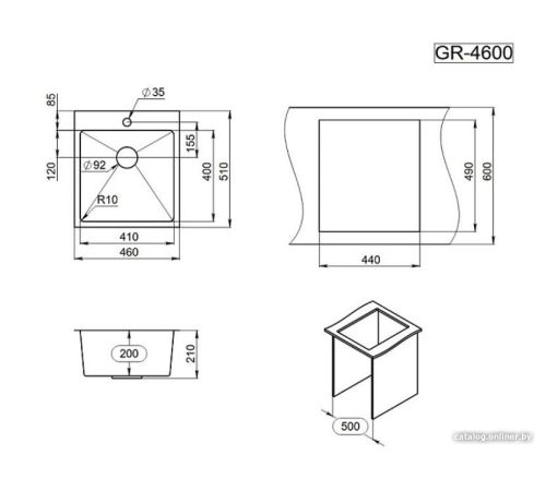 Кухонная мойка Granula GR-4600 золото сатин