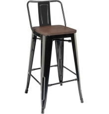 Стул Tolix Soft черный глянцевый/темное дерево