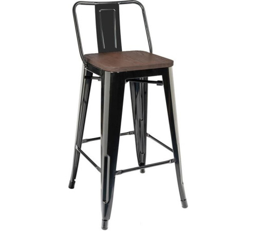 Стул Tolix Soft черный глянцевый/темное дерево