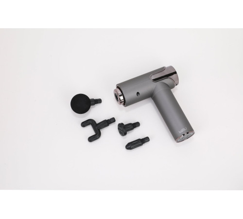 Перкуссионный массажер Miru BM-19 4 насадки, серый