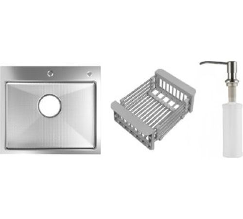 Кухонная мойка Schtoff Best Decor Silver 5050 + коландер KR-1 Grey + дозатор SD-1 SILVER