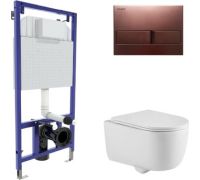 Унитаз подвесной Berges Wasserhaus Tornas Rimless + Visam Slim 525 EX-043412 с кнопкой, с сиденьем