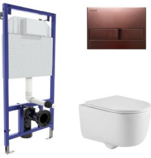 Унитаз подвесной Berges Wasserhaus Tornas Rimless + Visam Slim 525 EX-043412 с кнопкой, с сиденьем