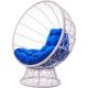 Кресло M-Group Кокос на подставке 11590110 белый ротанг/синяя подушка