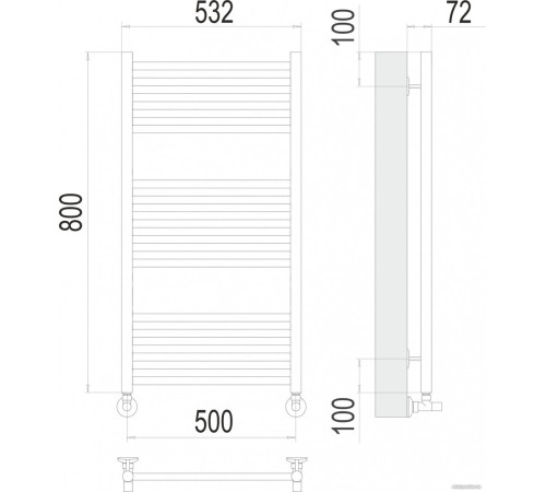 Полотенцесушитель TERMINUS Аврора П16 500х800 нп сатин
