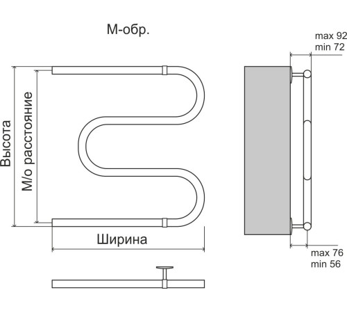 Полотенцесушитель TERMINUS Эконом М-образный Aisi 32 500x700