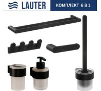 Набор аксессуаров для ванной Lauter 21TS3019 + 21TS3021 + 21TS3009 + 21TS3013 + 21TS3002 + 21TS3023 Matt Black, 6 предметов