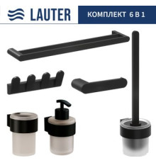 Набор аксессуаров для ванной Lauter 21TS3019 + 21TS3021 + 21TS3009 + 21TS3013 + 21TS3002 + 21TS3023 Matt Black, 6 предметов