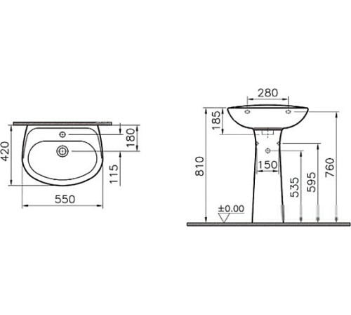 Умывальник Vitra Normus 55x42 9600B003-7650