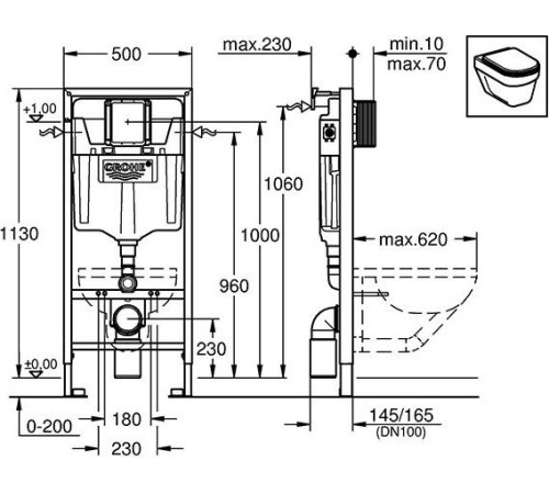 Унитаз подвесной Sanita 38772001 + ATCSLWH0104