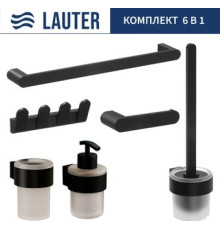 Набор аксессуаров для ванной Lauter 21TS3019 + 21TS3021 + 21TS3009 + 21TS3013 + 21TS3006 + 21TS3023 Matt Black, 6 предметов