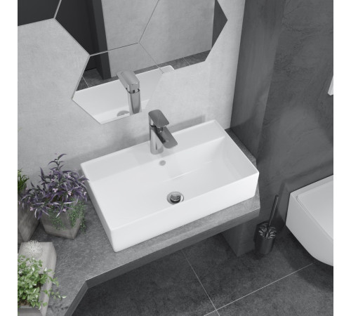 Умывальник Lauter 21855 + клапан 21190W + сифон 21635W белый матовый