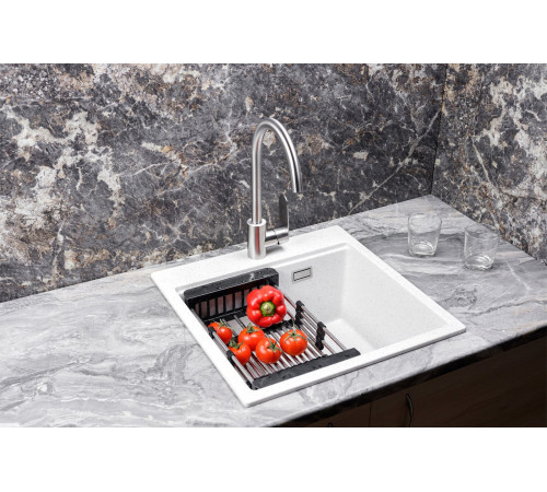 Кухонная мойка Marblan Comfort 50 серый, с сифоном и колландером