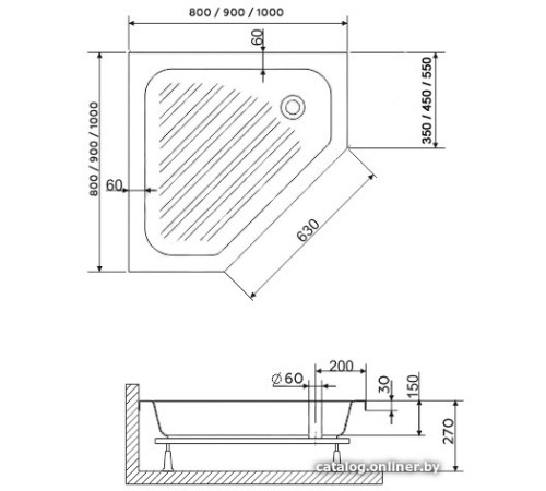 Душевой поддон RGW BT/CL-S 16180599-51 90x90