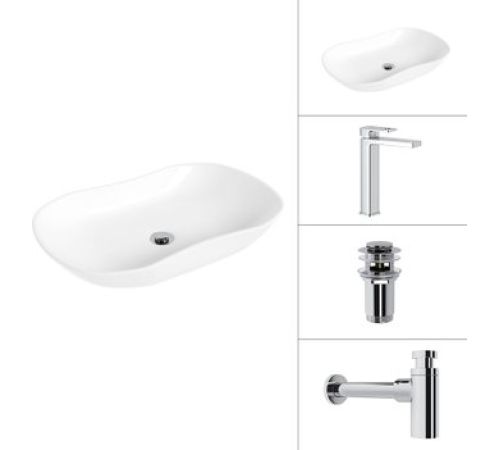 Умывальник Lauter 21570 + Cascade 21СК0655C + сифон 21635CH + дон.клапан 21190CH хром