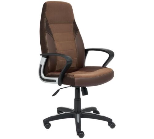 Офисное кресло TetChair Inter искусственная кожа, флок, ткань, коричневый