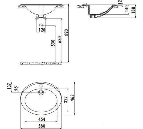 Умывальник Creavit TP 58x46 TP230-00CB00E-0000