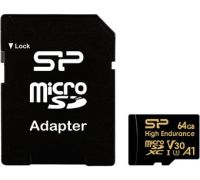 Карта памяти Silicon-Power Golden Series High Endurance microSDXC SP064GBSTXDV3V1HSP 64GB с адаптером