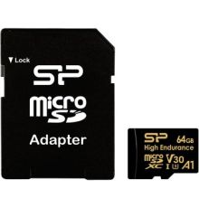 Карта памяти Silicon-Power Golden Series High Endurance microSDXC SP064GBSTXDV3V1HSP 64GB с адаптером