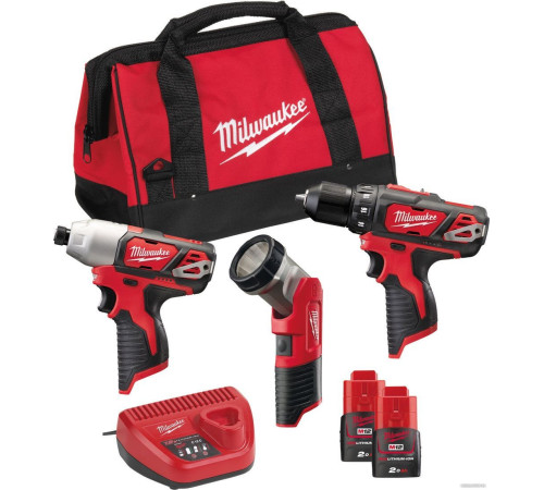 Milwaukee М12 ВPP3А-202B 4933441225 шуруповерт, винтоверт, фонарь, 2 АКБ, сумка