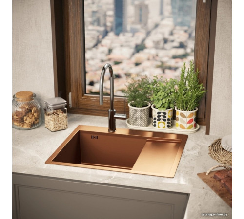 Кухонная мойка Mixline Pro 552925 бронза, с сифоном
