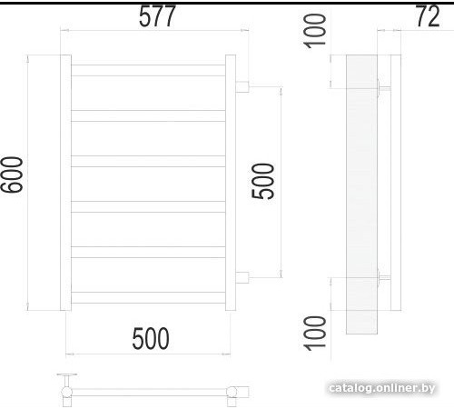 Полотенцесушитель TERMINUS Аврора П6 500x600 бп золото