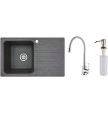 Кухонная мойка БелЭворс Со смесителем и дозатором Styl L + L74004-9 + L405-1 серый/сатин