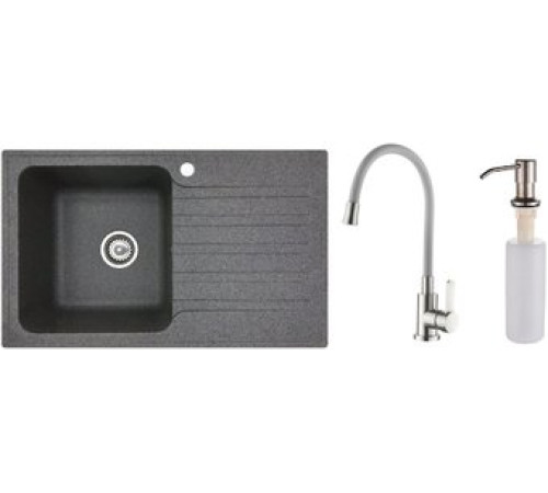 Кухонная мойка БелЭворс Со смесителем и дозатором Styl L + L74004-9 + L405-1 серый/сатин