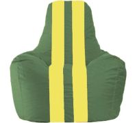 Кресло-мешок Flagman Спортинг С1.1-65 тёмно-зелёный/жёлтый