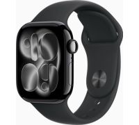 Умные часы Apple Watch Series 11 46 мм алюминиевый корпус, черный/черный, спортивный силиконовый ремешок M/L