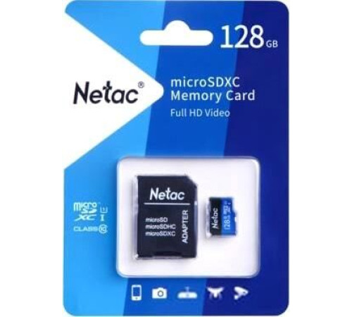 Карта памяти Netac P500 Standard 128GB NT02P500STN-128G-R + адаптер