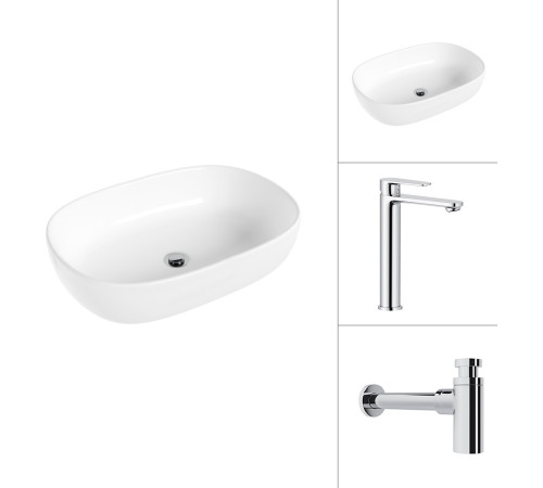 Умывальник Lauter 21836 + Moon 21СK81691C с сифоном 21635CH хром