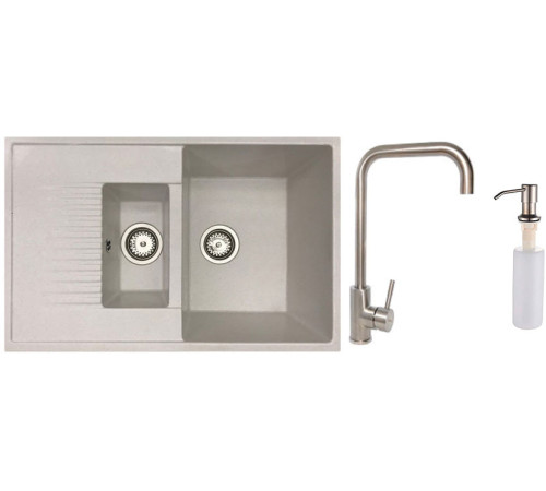 Кухонная мойка БелЭворс Forma R + смеситель W4998-4 + дозатор L405-1 белый