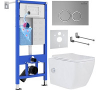 Унитаз подвесной Roxen Cube Bidet One Rimless 6 в 1 StounFix Dual Fresh 533185 кнопка: матовая