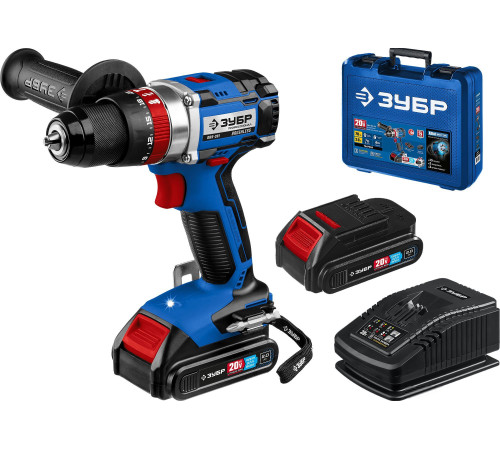Ударная дрель-шуруповерт Зубр Профессионал DBS-201-22 с 2-мя АКБ, кейс