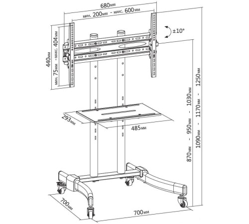 Стойка для телевизора CACTUS CS-ST1030BK