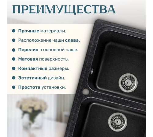 Кухонная мойка Saniteco Vetus черный