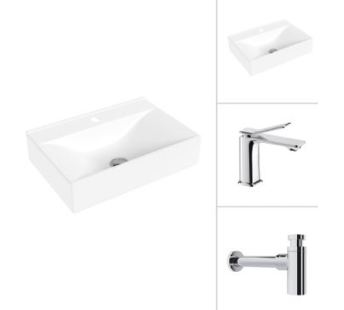 Умывальник Lauter 21855 + Allure 21C618С с сифоном 21635CH хром