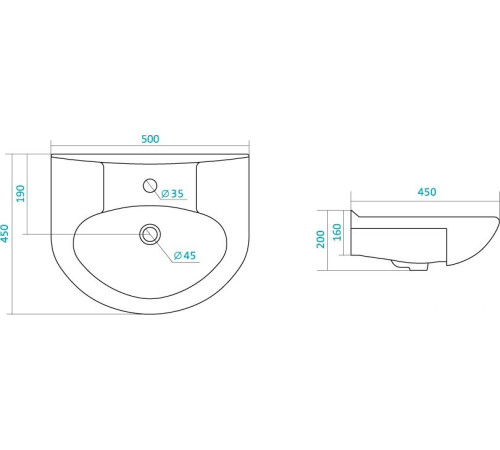Умывальник Santek Канны-50 50x45 [1.WH11.0.243]
