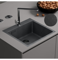 Кухонная мойка Roxen Snake 560220-50-BS 50*48 PVD графит/текстурная поверхность с коландером и дозатором