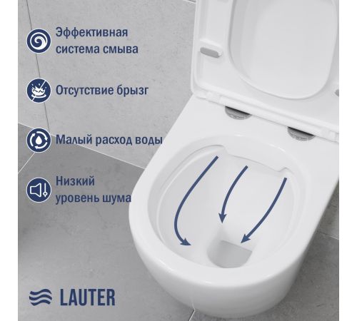 Унитаз подвесной Lauter Vortex 2110830 + GROHE Solido 38811KF0 с кнопкой прямоугольная, черный