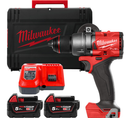 Дрель-шуруповерт Milwaukee M18 FUEL M18FDD3-502X 4933479863 с 2-мя АКБ 5 Ач, кейс