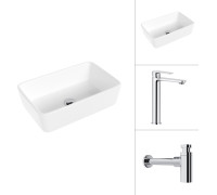 Умывальник Lauter 21674A + Moon 21СK81691C с сифоном 21635CH хром