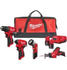Milwaukee M12 BLPP4A-202B 4933499693 шуруповерт, винтоверт, фонарь, сабельная, 2 АКБ, сумка