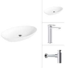 Умывальник Lauter 21571 + Cascade 21СК0655C с сифоном 21635CH хром